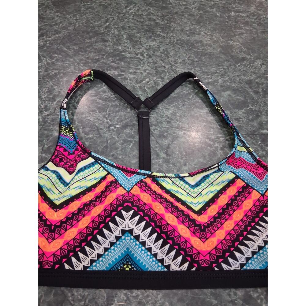 Zella Girl Performance Sporty Bikini Tankini Swim Top Aztec Rainbow 16 NEW NWT